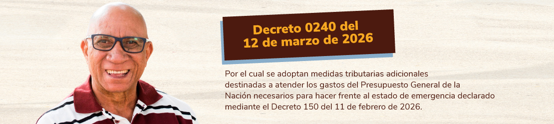 Cabezote página informativa del Decreto 0240 de 2026